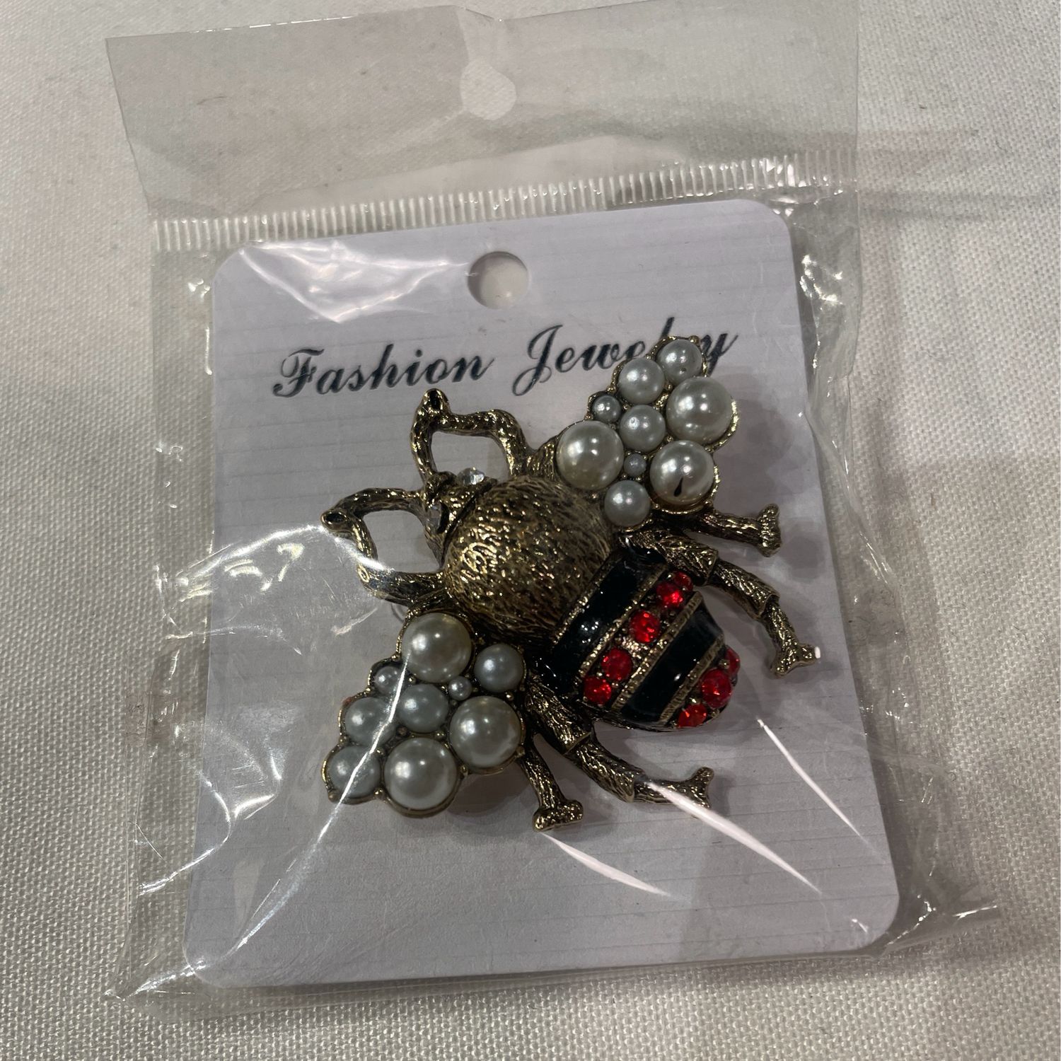 Bee Brooch Red Tail