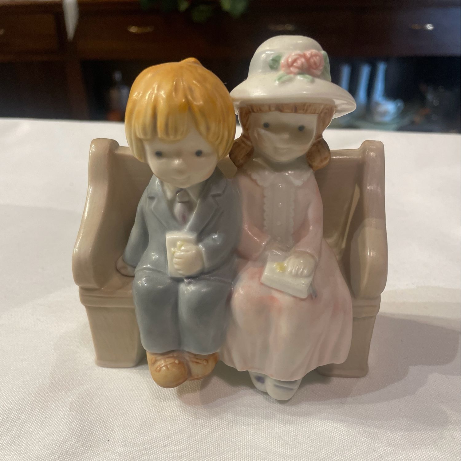 Children on Bench Figurine