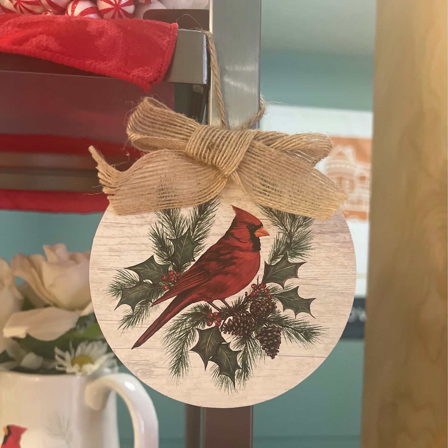 Cardinal Wooden Ornament