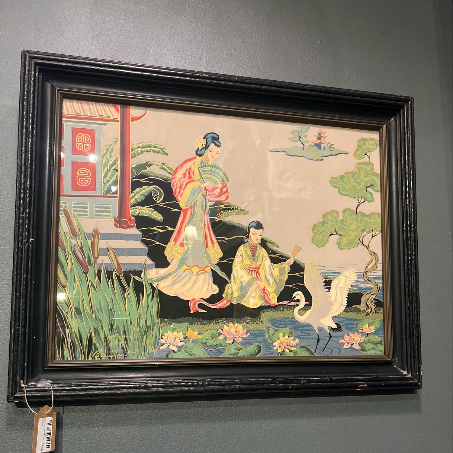 Painting -- Two Women w/Crane