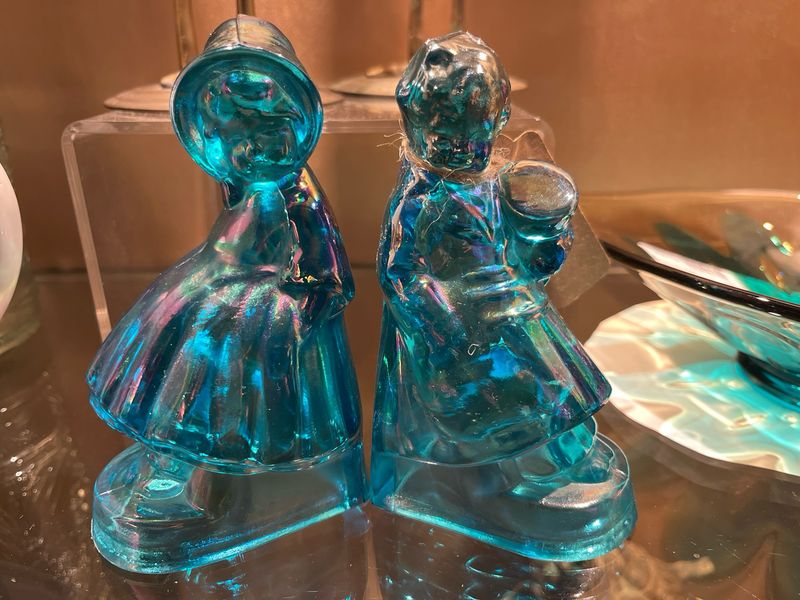 Bookends Glass Boy &amp; Girl Iridescent