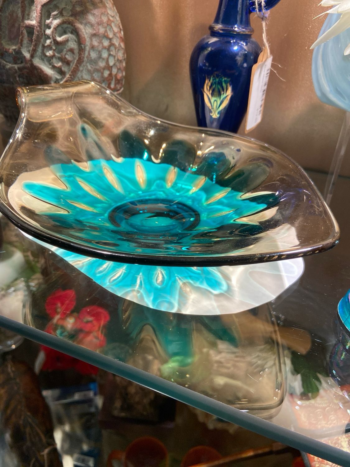Glass Art Dish w/ Handle