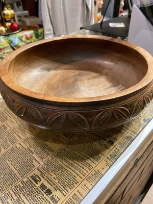 Wooden Bowl Large Hand Carved