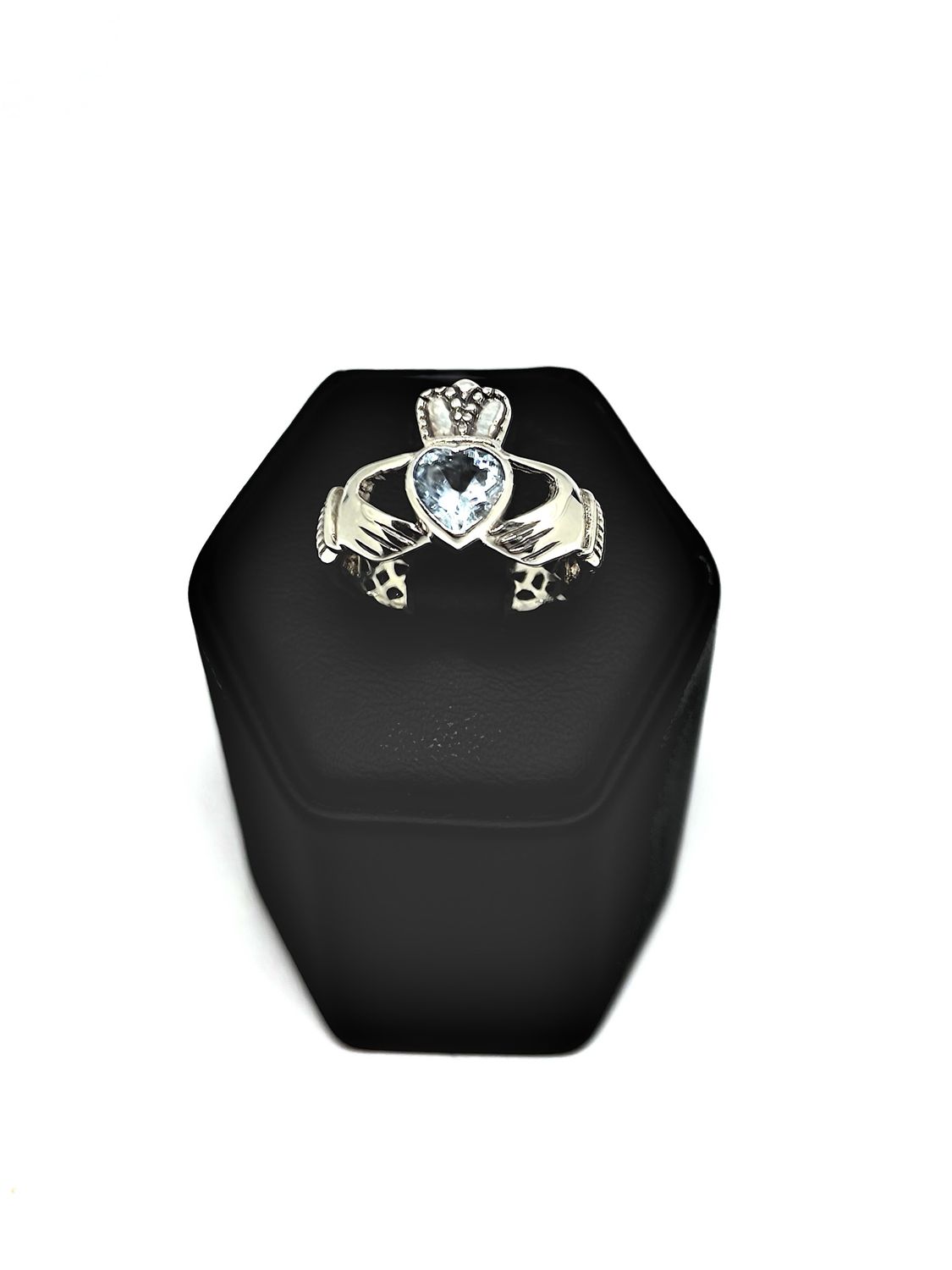 Claddagh Ring with Blue Topaz, Size: 5