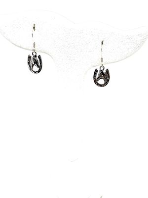 Horse Head in Horseshoe Earrings