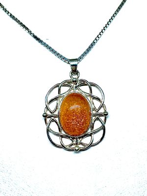 Open Love Knot Sunstone Pendant