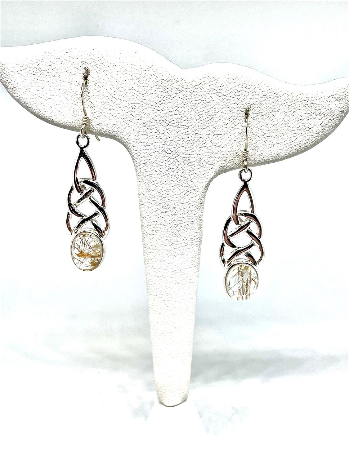 Eternal Life Knot Copper Rutilated Quartz Earrings