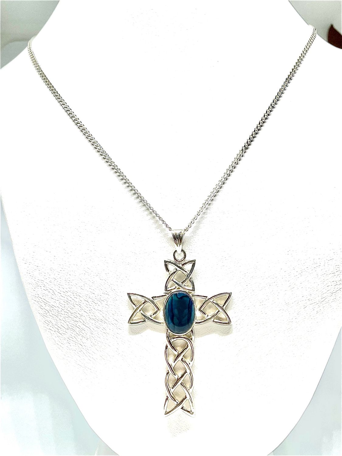 Celtic Knot Blue Abalone Shell Cross