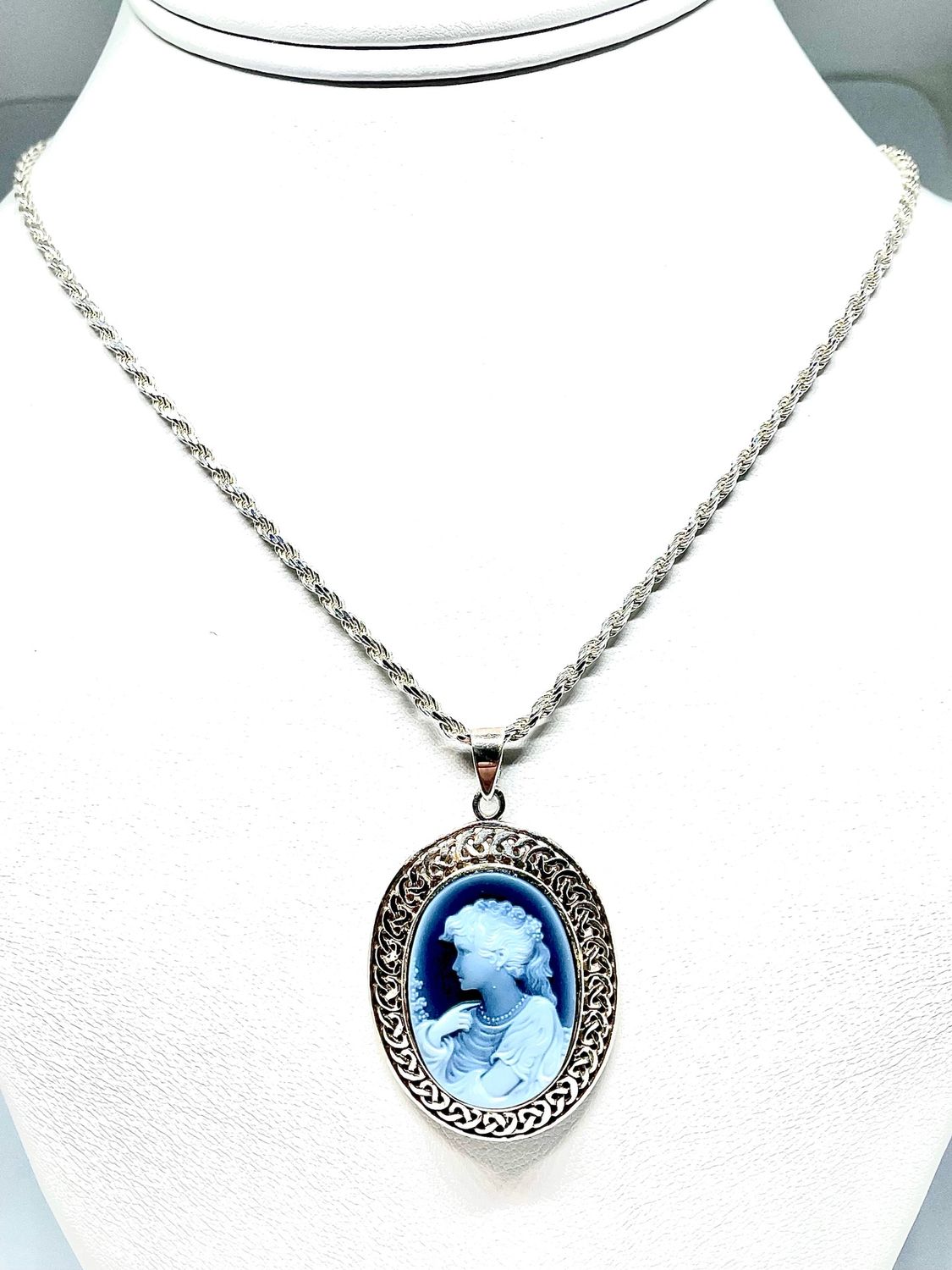 Celtic Knotted Frame Victorian Cameo Pendant