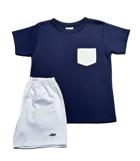 SSI 2 PIECE SHORT SET, Size: 3t, Colour: NAVY/BLUE STRIPE