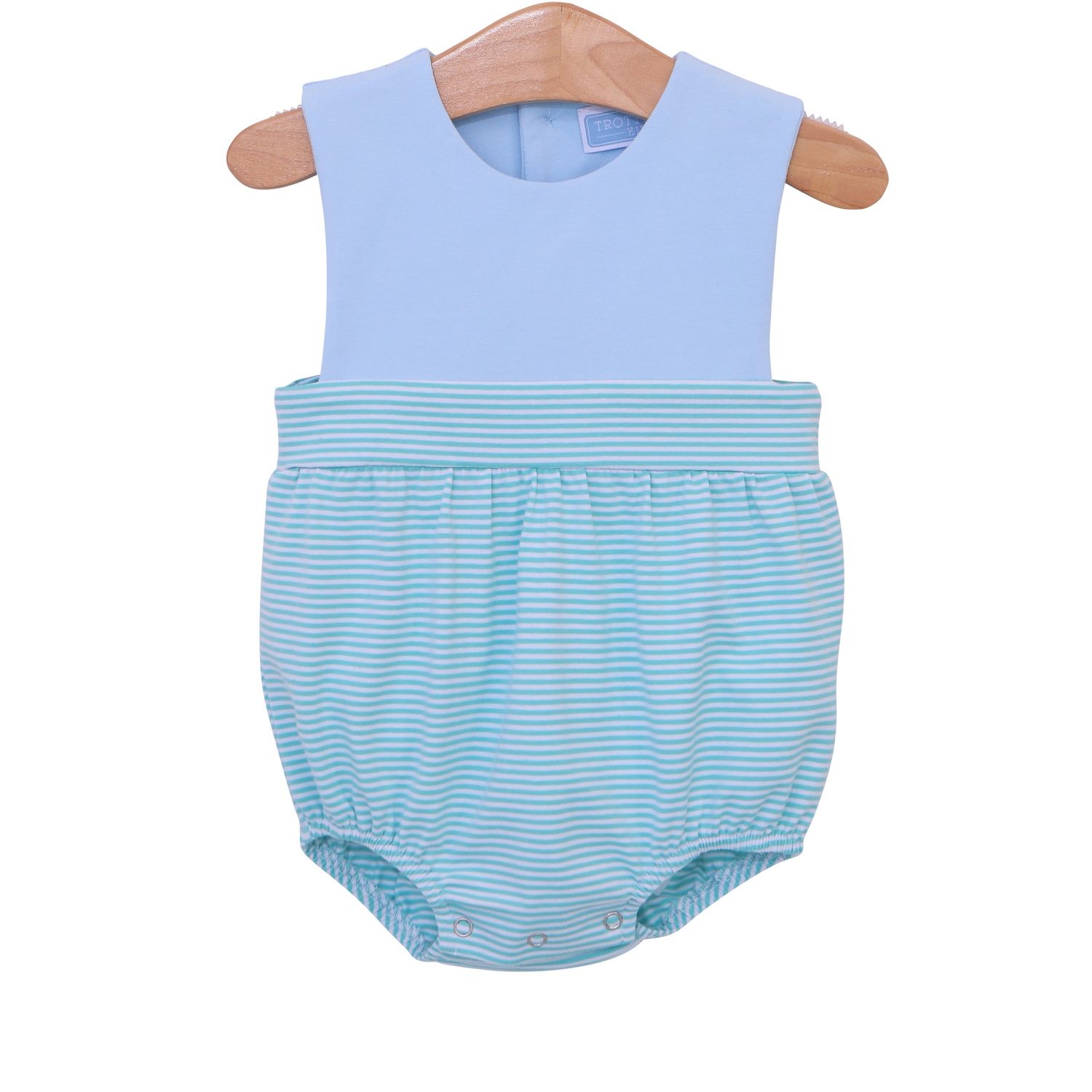 Thomas Sun Suit- Mint Stripe &amp; Light Blue, Size: 3M
