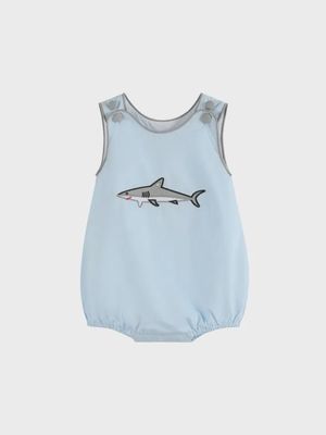 Blue Shark Applique Bubble Romper