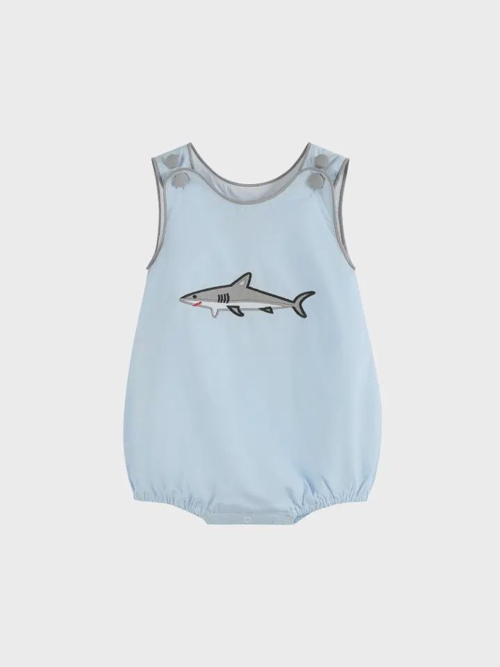 Blue Shark Applique Bubble Romper, Size: 3-6M