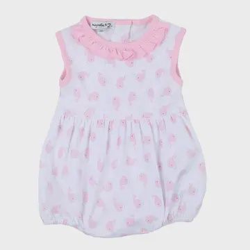 Sweet Whales Pink Printed Sleeveless Girl Bubble, Size: 3M/SM, Color: Pink
