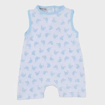 Sweet Whales Blue Printed Sleeveless Short Playsuit