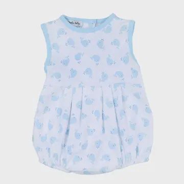 Sweet Whales Blue Printed Sleeveless Boy Bubble, Color: Blue, Size: 3M/SM