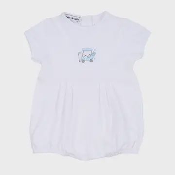 Putting Around Blue Emb S/S Boy Bubble, Size: 3M/SM, Color: Blue