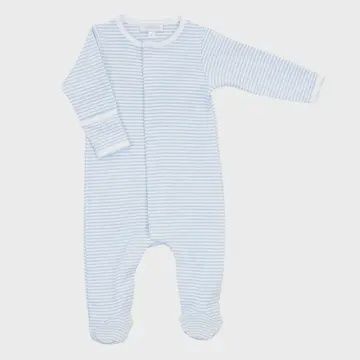 Essentials Blue Stripes Footie, Color: Blue, Size: 3 Months