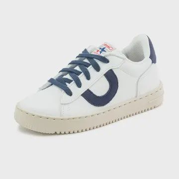 White/Navy Leather Sneaker - 10040.77, Size: EU 34/US 2