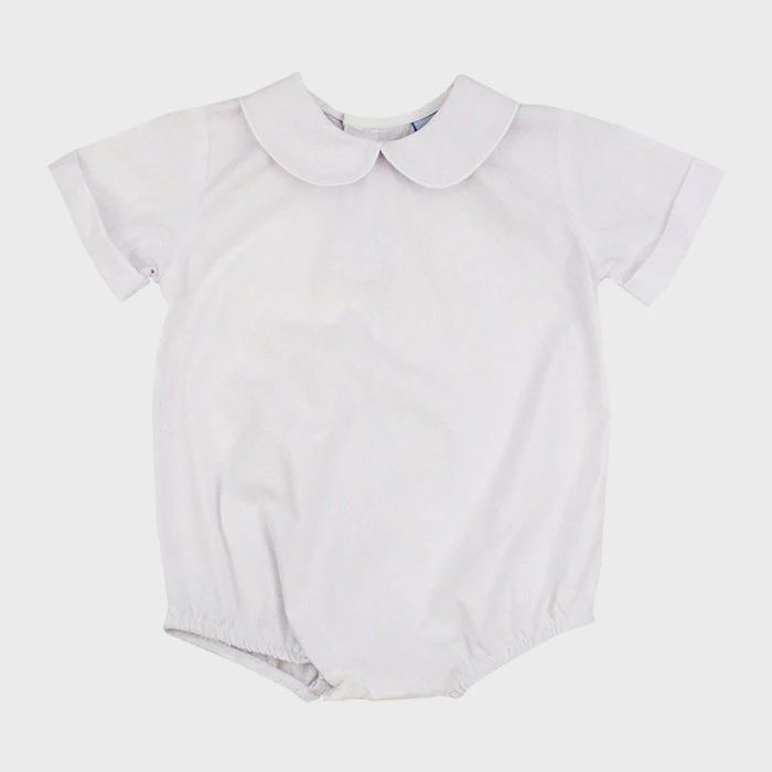 Button Back Boys Short Sleeve Piped Onesie - White, Size: 9M