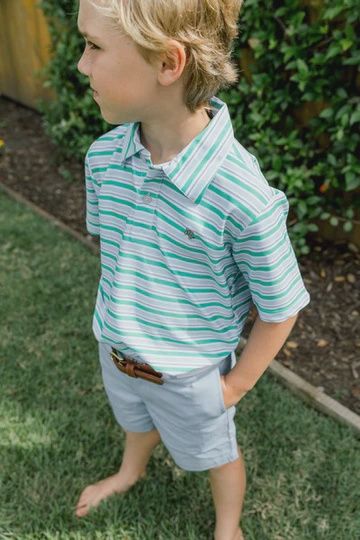 Henry Performance S/S Stripe Polo- Meadow, Size: 3T