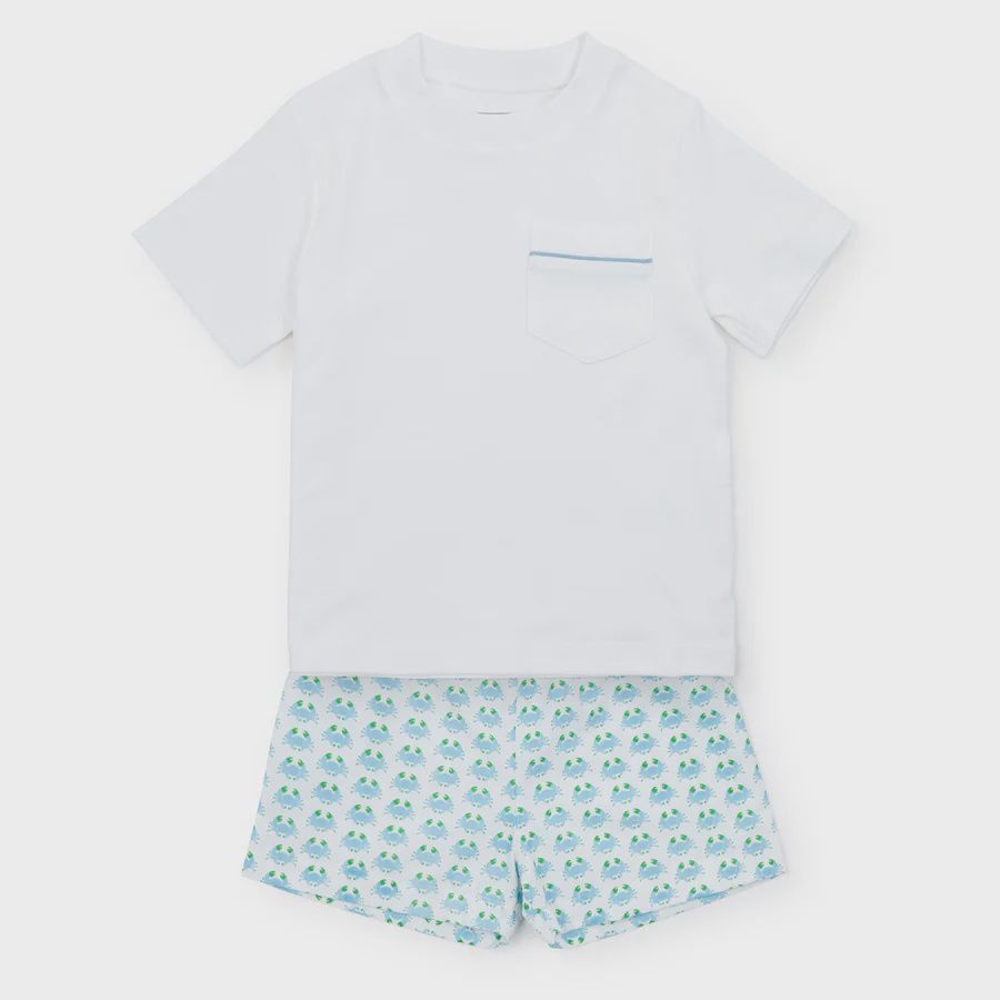 WALKER BOYS&#39; PIMA COTTON SHORT SET - COOL CRABS, Size: 4