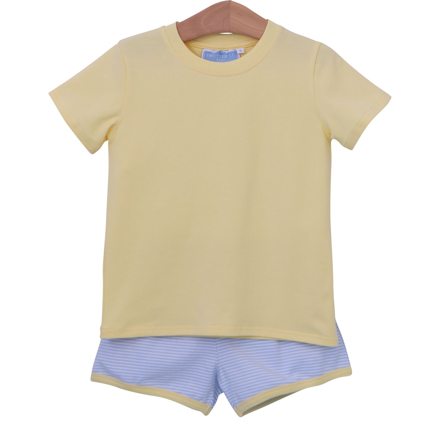 Thomas Short Set- Light Blue Stripe &amp; Yellow, Size: 3