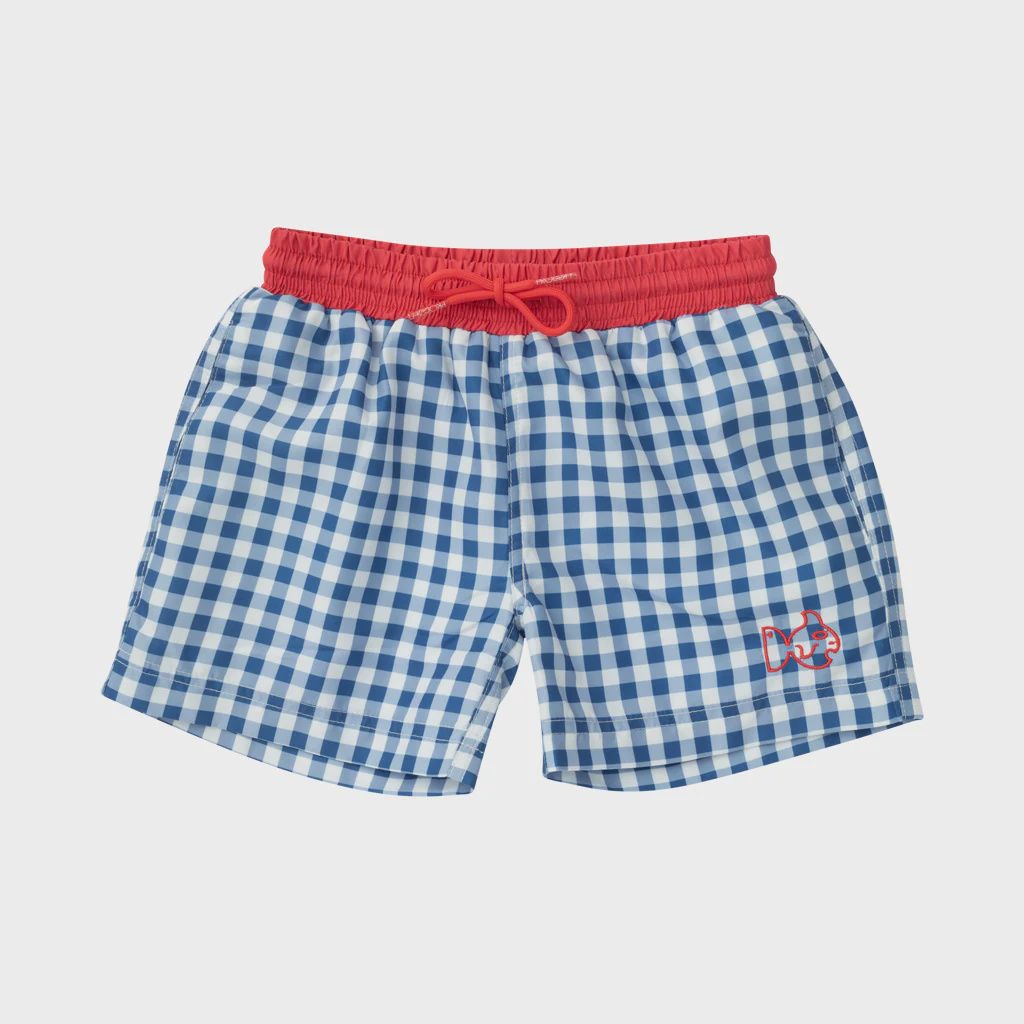 Boogie Board Swim trunks in Set Sail Navy Gingham, Size: 2