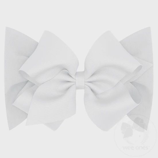 Small King Grosgrain Bow Matching Cotton Jersey Baby Headband - WHT