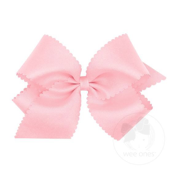King Grosgrain Hair Bow Scalloped Edge-LPK