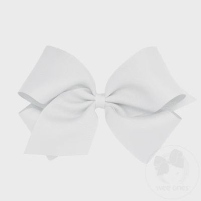 King Classic Grosgrain Hair Bow (Plain Wrap)-WHT