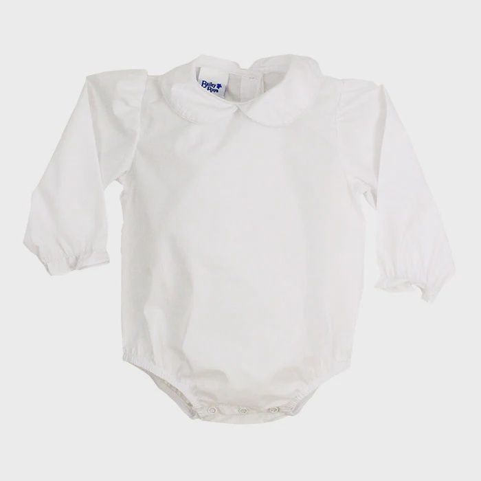 Girls Long Sleeve Button Back Onesie-White, Size: 6M