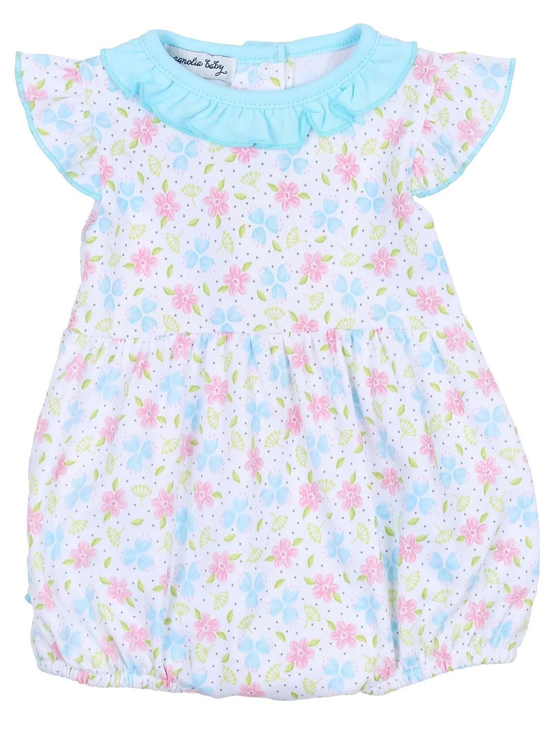 Natalie&#39;s Classics Sky Blue Printed Ruffle Flutters Bubble, Size: NB