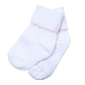 Solid Essentials White Pink Socks, Size: NB