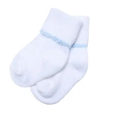 Solid Essentials White Blue Socks, Size: NB