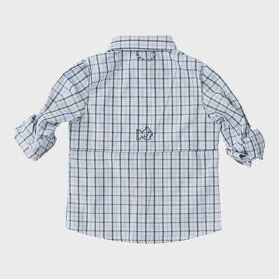 Founders Fishing Shirt - Posy Green Powder Blue Windowpane