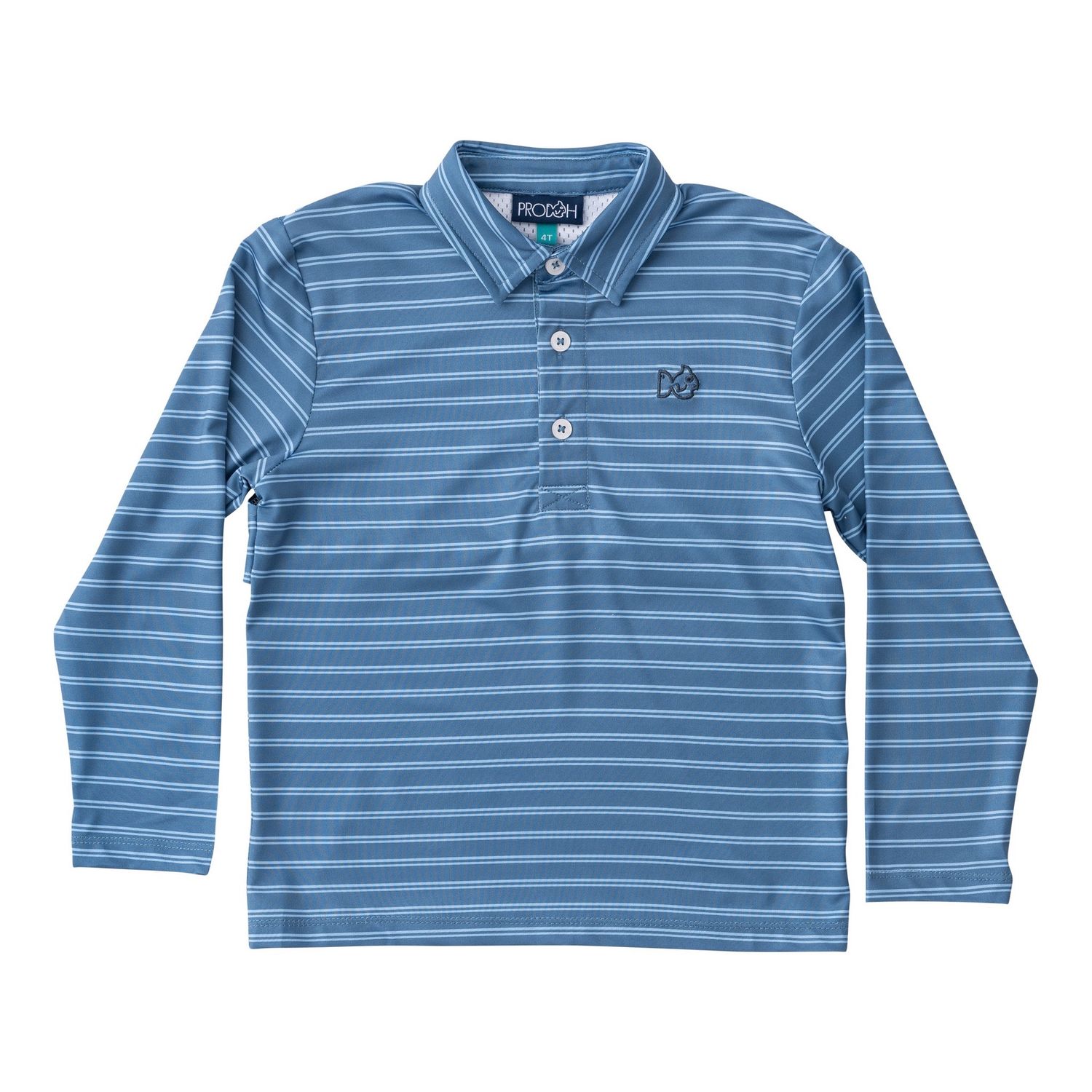 Bluefin &amp; Powder Stripe -  LS Performance Polo, Size: 2T