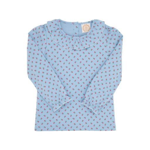 LS Ramona Ruffle Shirt, Size: 2T, Colour: Barrington Blue Midway Micro Floral/Palmetto Pearl
