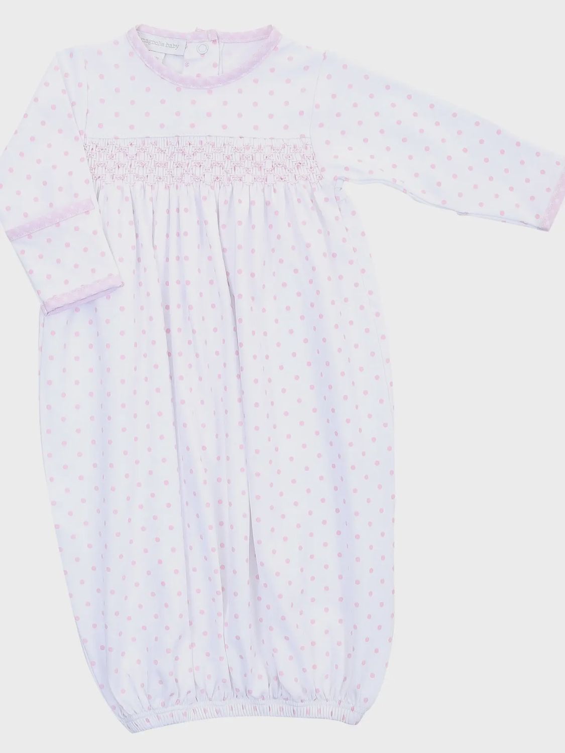 Gingham Dots Smocked Gown, Size: NB