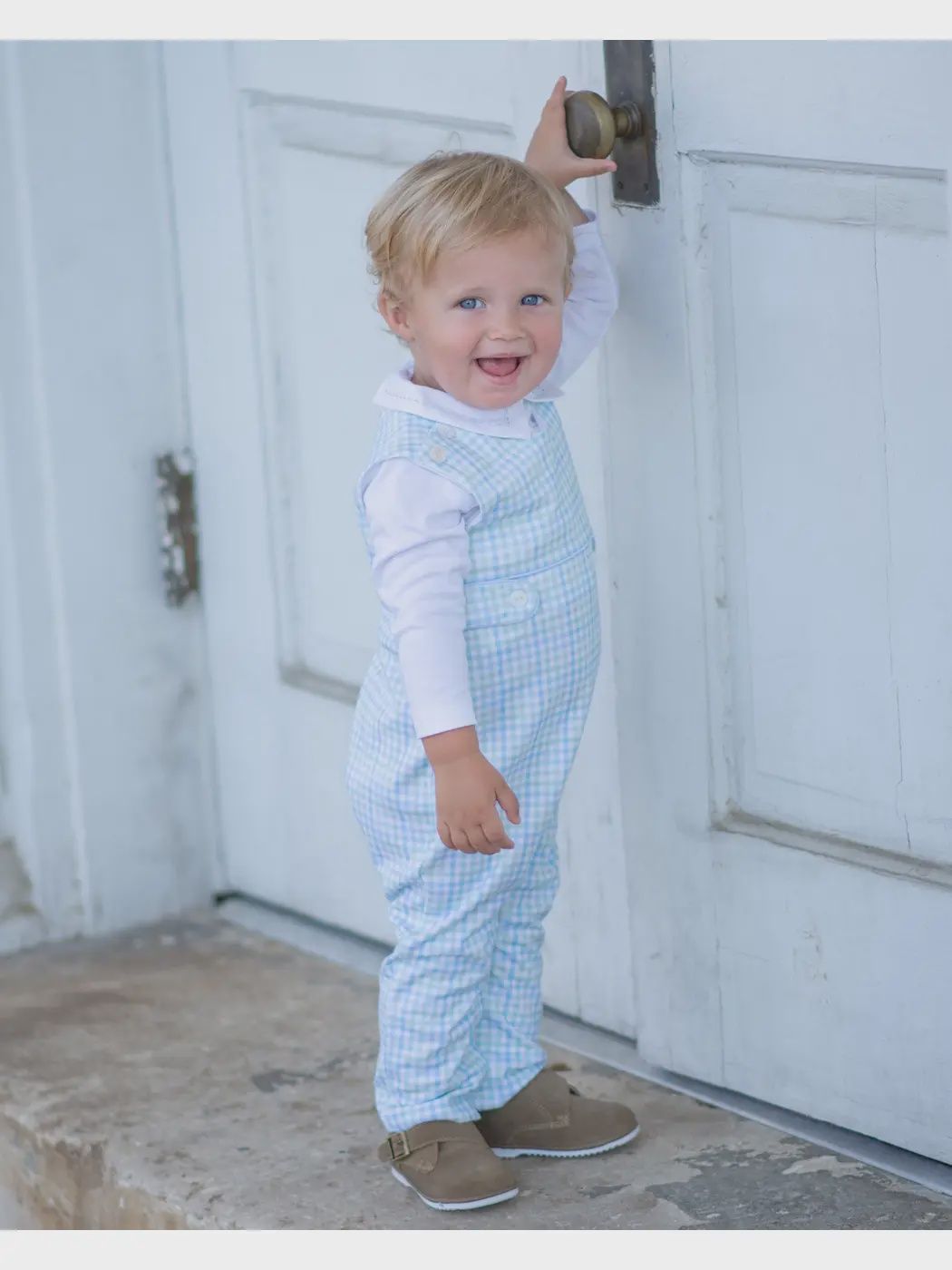Christina &amp; Cameron Pima Cotton 2PC Long-All Boy Set, Size: 6M