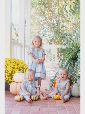 Blue Pumpkin Gingham Smocked Bishop Dress