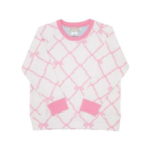 Cassidy Comfy Crewneck Girl, Size: 5, Colour: Belle Meade Bow/Hamptons Hot Pink