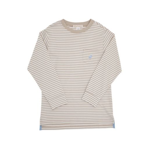 Long Sleeve Carter Crewneck, Size: 3T, Colour: Keeneland Khaki Stripe/Barrington Blue