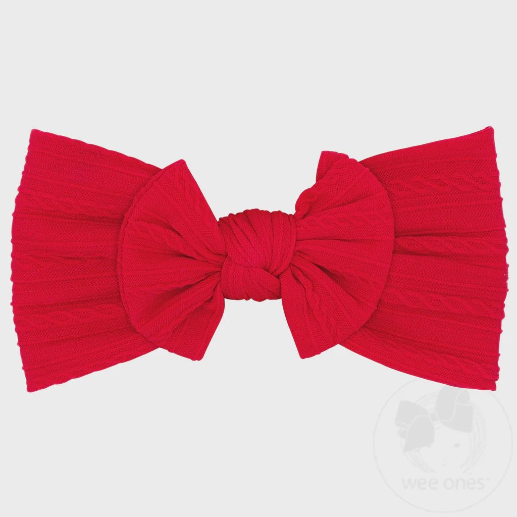Cable Knit Nylon Baby Band With Matching Bowtie