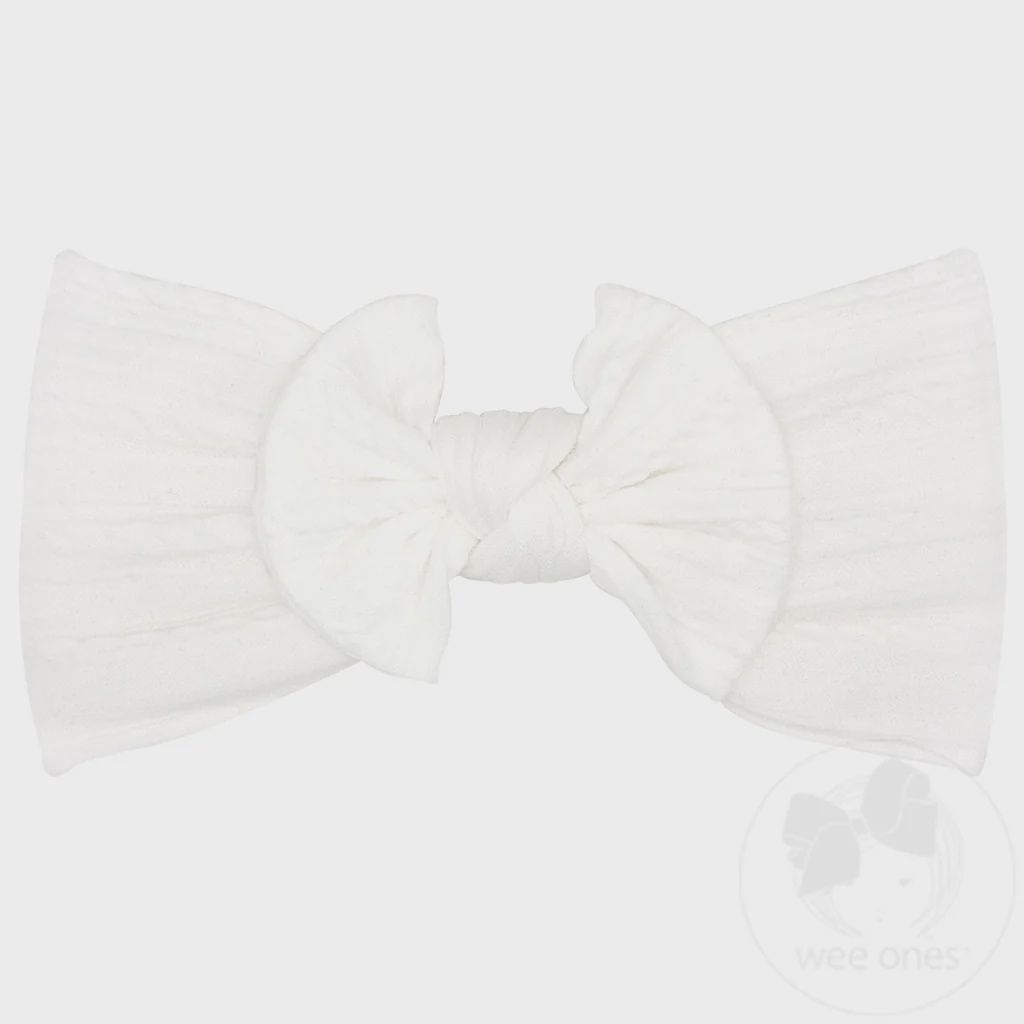 WHT - Cable Knit Nylon Baby Band