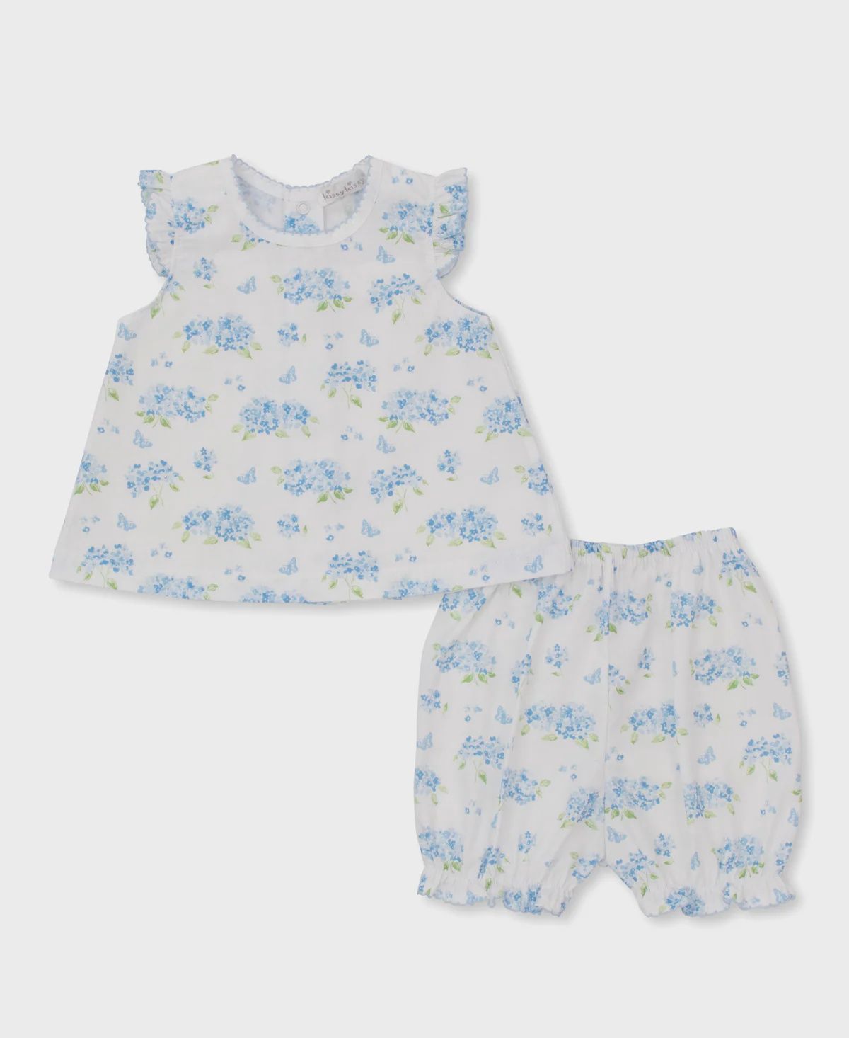 Heavenly Hydrangeas Blue Woven Sunsuit Set, Size: 0-3 months