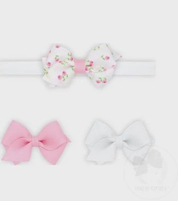 3-Pack Wee Bows w/ Add-A-Bow Band- ROSE