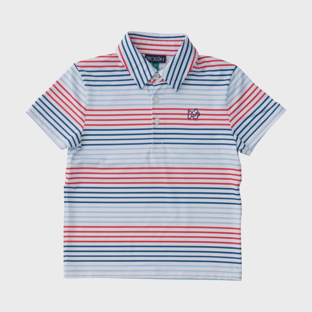Boys Performance Polo - Americana Stripe, Size: 2T