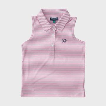 Sleeveless Pro Perf Polo - Fuchsia Stripe