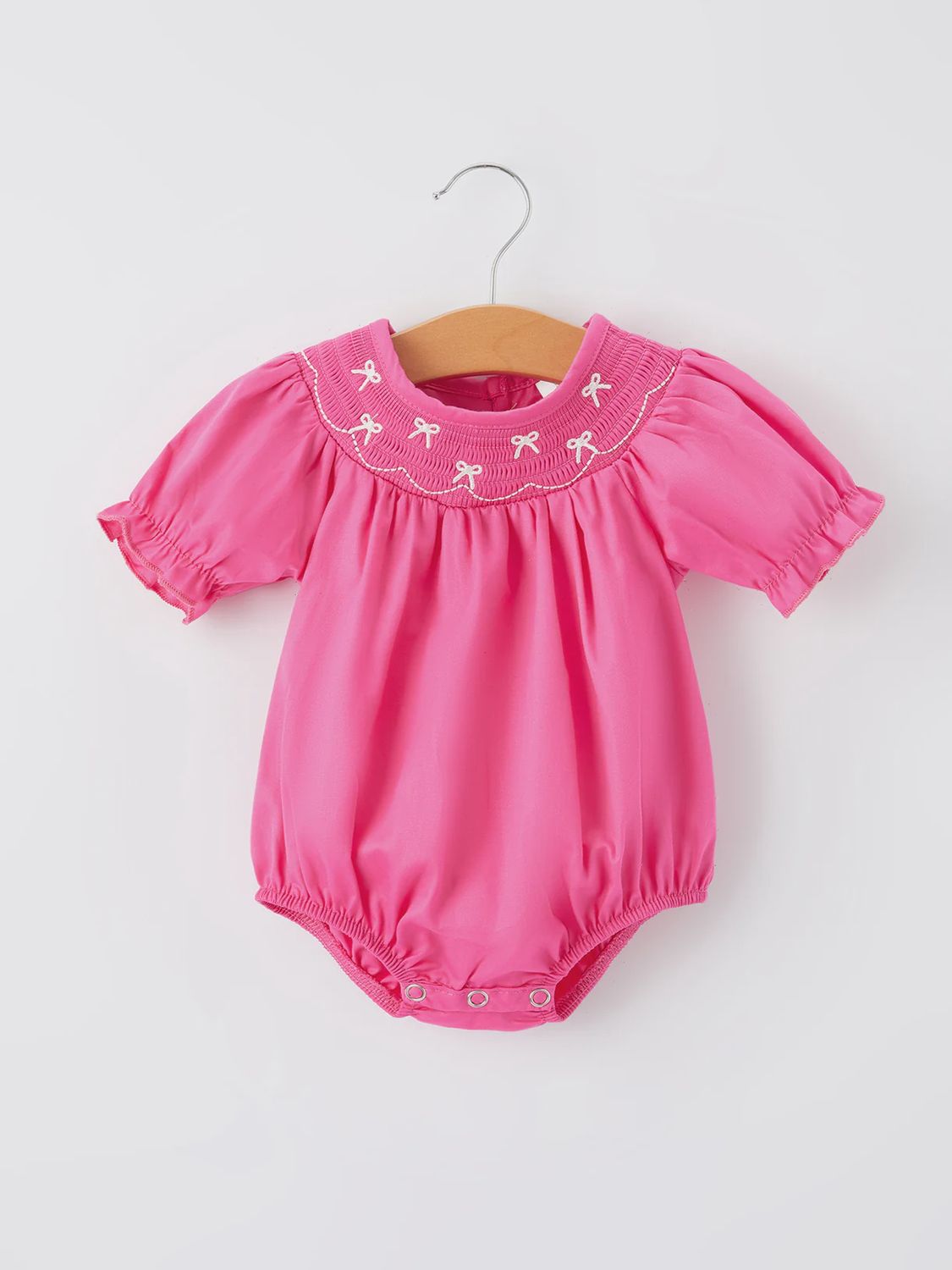 Bow Smocking Bubble - Hot Pink, Size: 3M